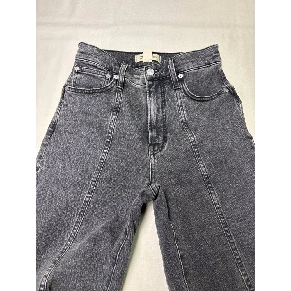 Madewell The Perfect Vintage Straight Jean Faded Black Seam Denim Womens 24X29 - Picture 2 of 14